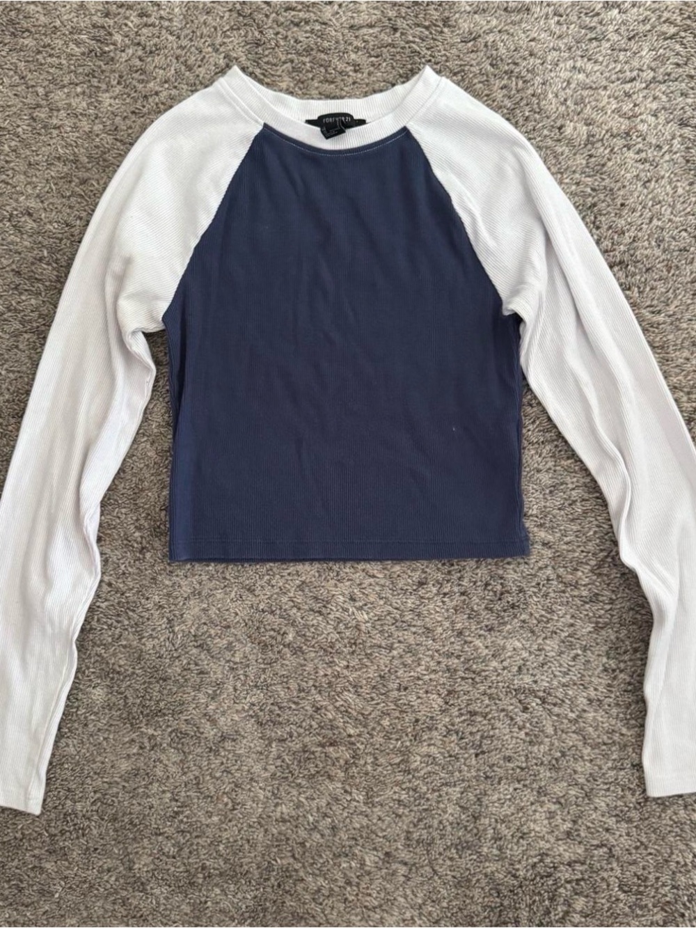Forever 21 Navy and White Raglan Long Sleeve Tee